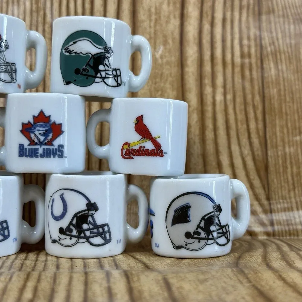 NFL Football Teams Mini Miniature Ceramic‎ Coffee Mugs Team Logo Cups Lot Of 9